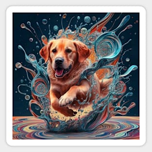 Golden Retriever Artwork: Radiant Warmth and Affection in Stunning Artistry Magnet